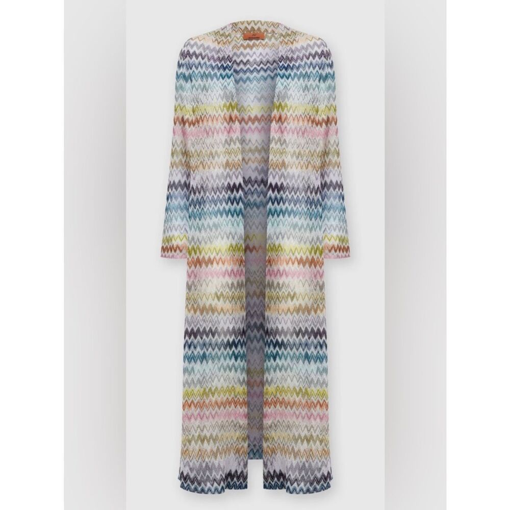 Missoni Zigzag-intarsia Metallic-knit Cardigan Silver